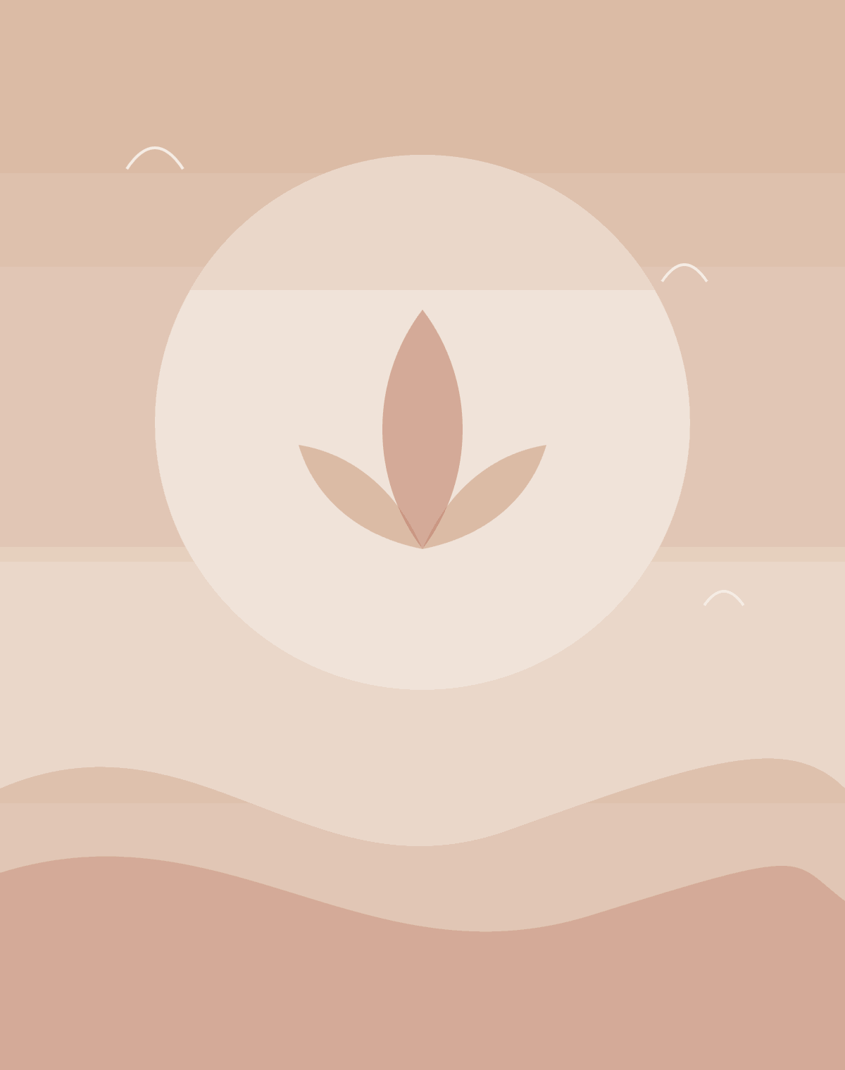 Illustration d'une arche douce et d'une fleur stylisée, univers de l'institut